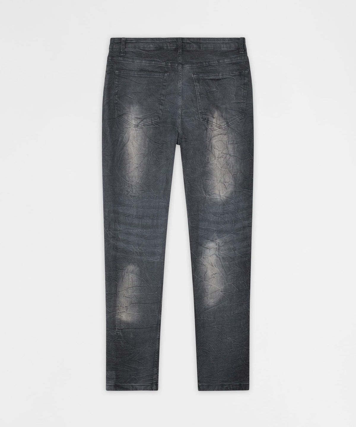 Crinkle Wash Distressed Skinny Jeans - Black